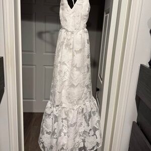 Lulu's White Floral Lace Wedding Dress